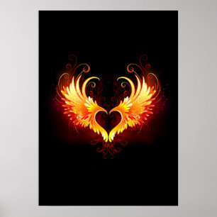 Poster Coração do Anjo Fogo com Asas