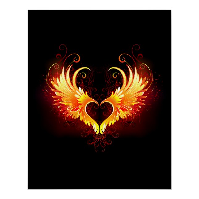 Póster Coração do Anjo Fogo com Asas (Frente)