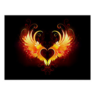 Póster Coração do Anjo Fogo com Asas