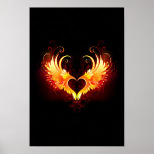 Poster Coração do Anjo Fogo com Asas