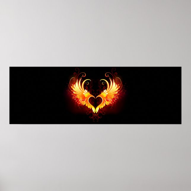 Poster Coração do Anjo Fogo com Asas (Frente)