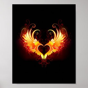 Poster Coração do Anjo Fogo com Asas