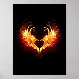 Poster Coração do Anjo Fogo com Asas