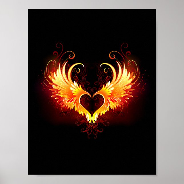 Poster Coração do Anjo Fogo com Asas (Frente)