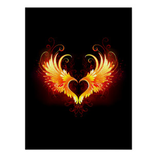 Póster Coração do Anjo Fogo com Asas
