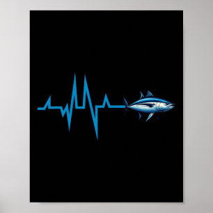 Poster Coraçāo do Atum Rabilho Ekg Pulseline Peixe de Mar