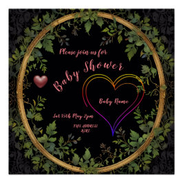 Póster Coração do chá de fraldas