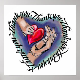 Póster Coração do Cheio do obrigado