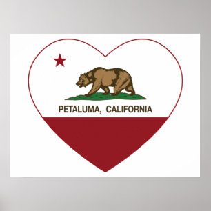 Póster coração do petaluma da bandeira de Califórnia
