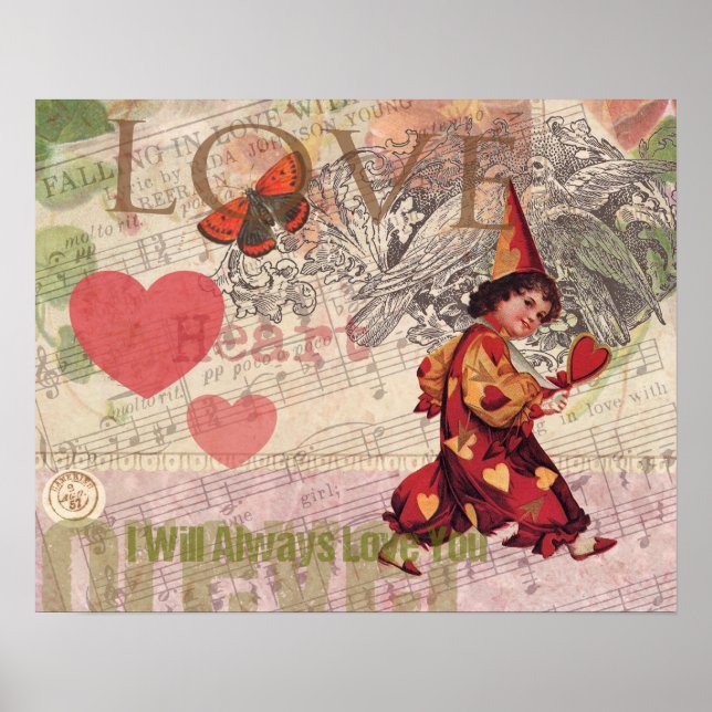 Póster Coração Doce Namorado Querido Anjo do Amor (Frente)