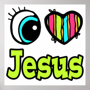 Poster Coração dos Olhos Brilhante Eu Amo Jesus