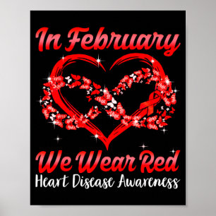 Poster Coração Em Fevereiro Usamos Vermelho Conscientizaç