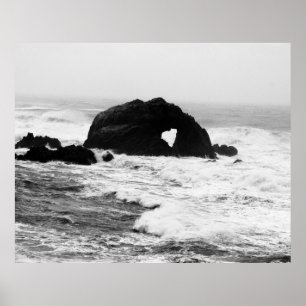 Póster Coração em Rochas no Oceano