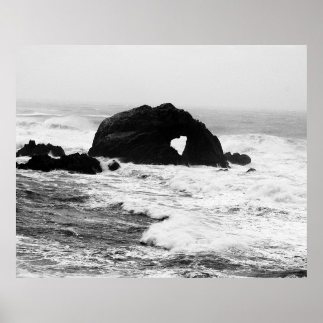 Póster Coração em Rochas no Oceano (Frente)