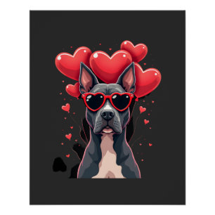 Póster Coração engraçado do Pitbull Dia dos Namorados Pai