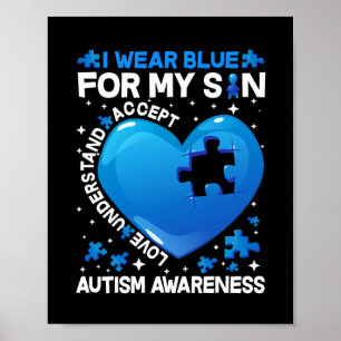 Poster Coração Eu Visto Azul Para Minha Consciência Do Au