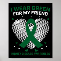 Coração Eu Visto Verde Para Minha Doença Renal Ami