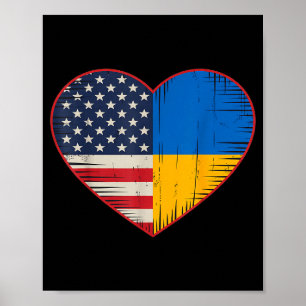 Poster Coração EUA Ucrânia - Dupla Cidadania