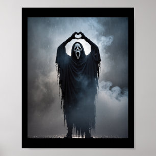 Poster Coração Fantasma Mãos Assustadas Rosto Horror Post