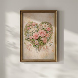 Poster Coração Floral