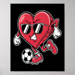 Poster Coração Fofo Jogando Futebol Dia dos Namorados Fut