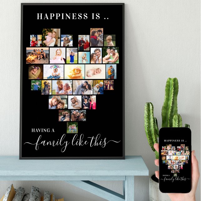 Poster Coração Foto Colagem Felicidade é Família assim (Criador carregado)