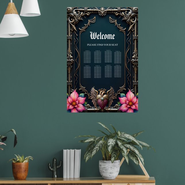 Poster Coração Gótico Vermelho Vitoriano  (Sala de Estar 1)