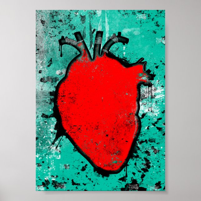 Póster coração grunge (Frente)