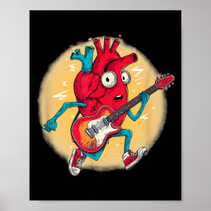 Poster Coração Incrível Balançando com Batida e Guitarra