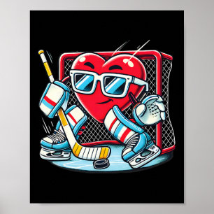 Poster Coração Jogando Hóquei Goleiro Dia dos Namorados H