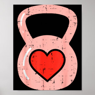 Poster Coração Kettlebell Academia Fitness Dia dos Namora