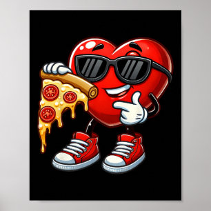 Poster Coração Legal Comendo Pizza no Dia dos Namorados C