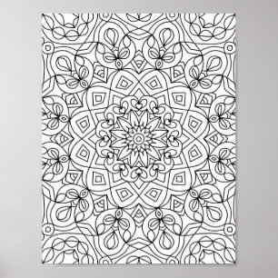 Poster Coração, Mandala Adulto, Colorir Dodó Esta