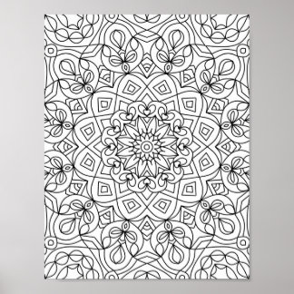 Poster Coração, Mandala Adulto, Colorir Dodó Esta