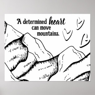 Poster Coração Motivacional Determinado Pode Mover Montan