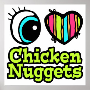 Póster Coração Olho Brilhante Eu Adoro Nuggets De Frang