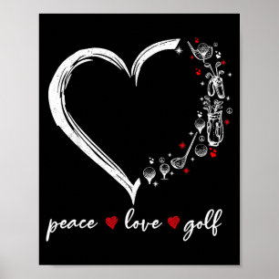Poster Coração Paz Amor Jogadora de Golfe Srt Amantes Rou