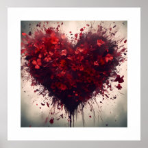 Coração Preenchido com Flores Vermelhas Queimadas