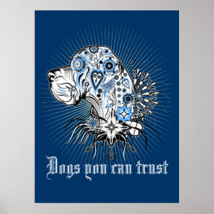 Póster Coração preto de great dane