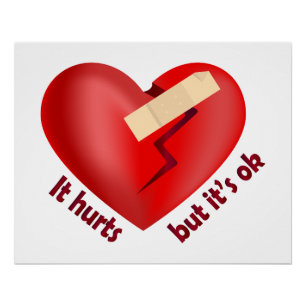 Póster Coração quebrado curado com correção e citação de