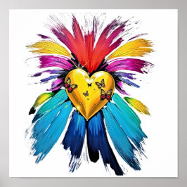 Poster Coração Radiante com Borboletas e Recursos