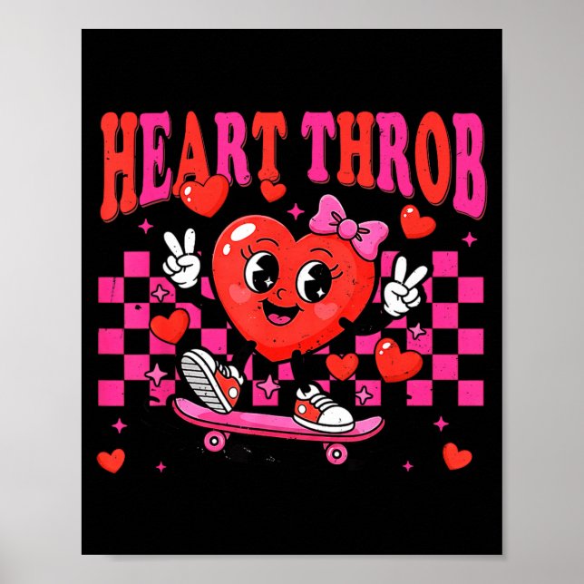 Poster Coração Retro Groovy Throb Dia dos Namorados Crian (Frente)
