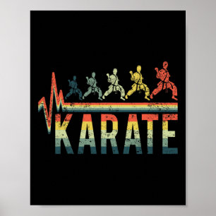 Poster Coração Retrô Vintage Palavra Karatê Kickboxing Co