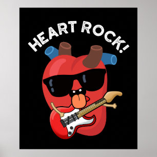Poster Coração Rocha Música Engraçada Piada Fundo Escuro