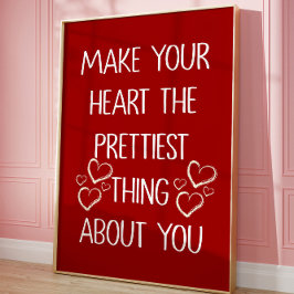 Poster Coração Romântico Autoamor Citação Estética