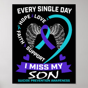Poster Coração Roxo De Teal I Miss My Son Suicida Sensibe