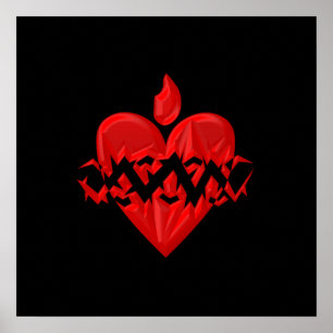 Poster coração sagrado "3-D" de Jesus