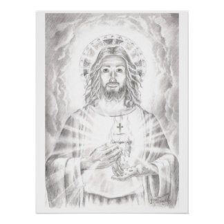 Póster Coração Sagrado de Jesus, Desenhado por Jenny McLa