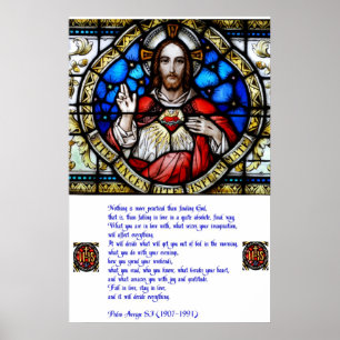 Póster Coração sagrado e oração de Arrupe