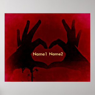 Póster Coração sangrento das mãos